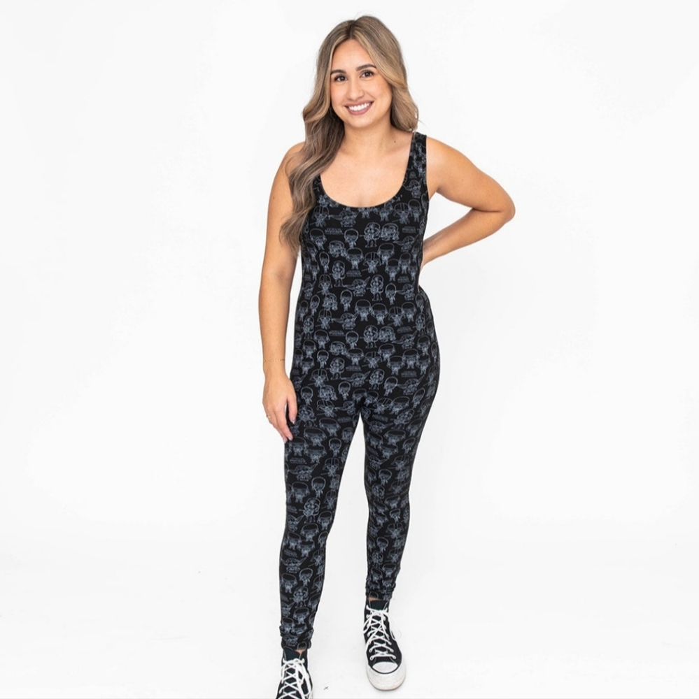 STAR WARS™ COZY TERRA ANKLE LENGTH ROMPER IN BLACK CHARACTER PRINT - Size XS